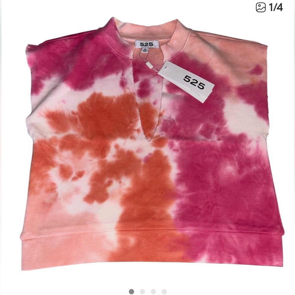 525 America NWT Tie Dye Sleeveless Muscle Shirt Top Electric Coral XS